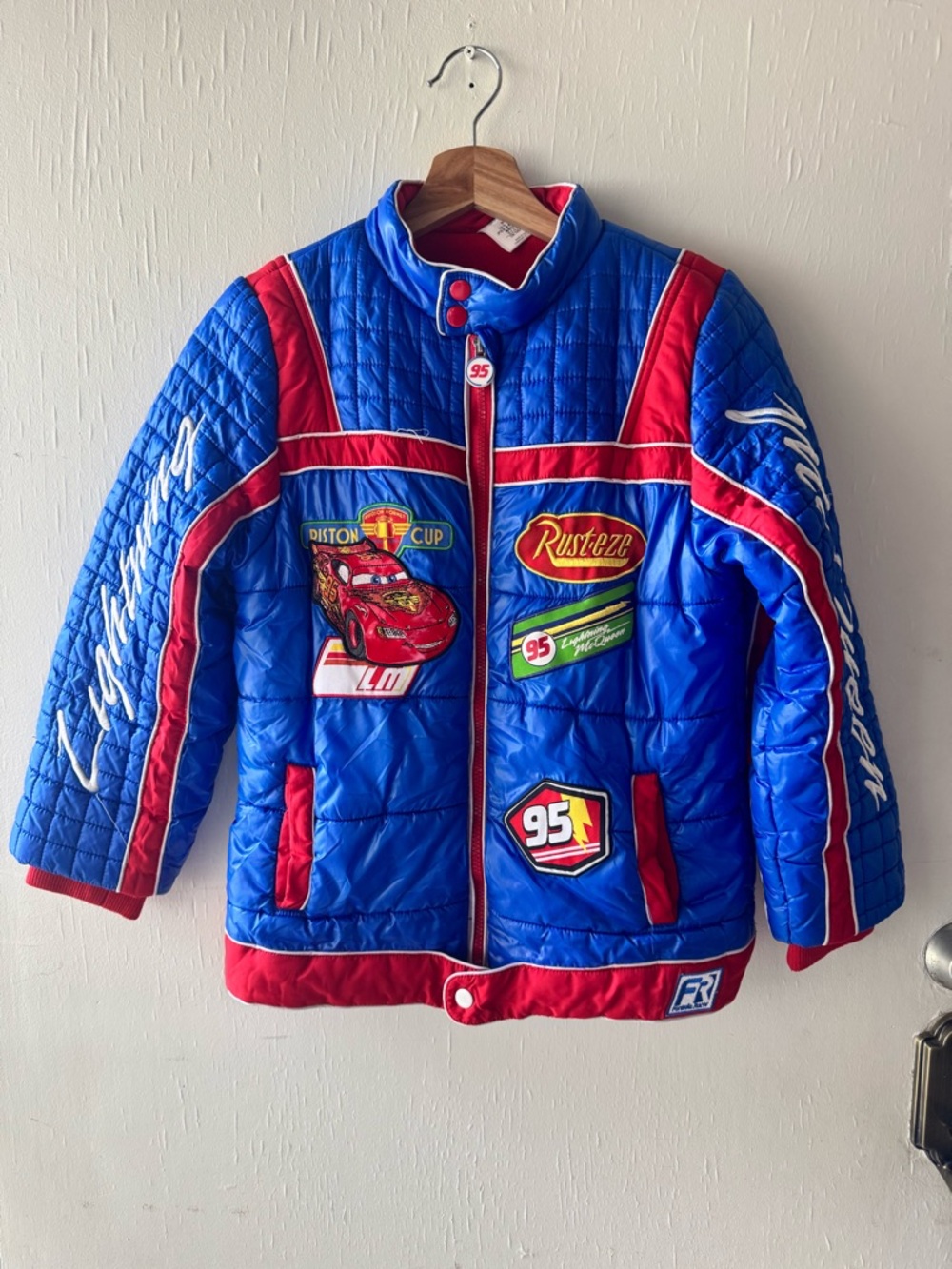 Disney Pixar Cars Lightning McQueen Blue & Red Kids Puffer Jacket
